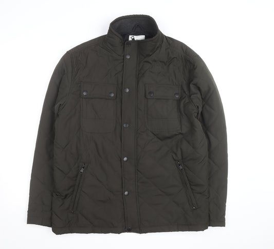 Atlantic Bay Men's Green Quilted Mid-Length Jacket L