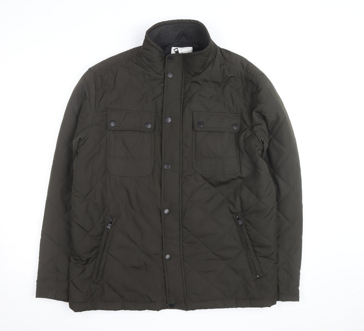 Atlantic Bay Men's Green Quilted Mid-Length Jacket L