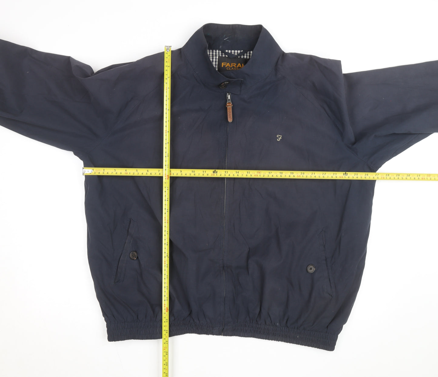 Farah Classic Men's Blue 2XL Bomber Jacket Cotton Polyester Lined