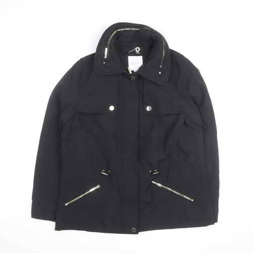 Principles Petite Womens Black Size 12 Mid-Length Anorak Jacket
