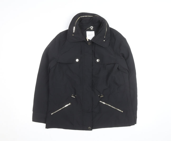 Principles Petite Womens Black Size 12 Mid-Length Anorak Jacket