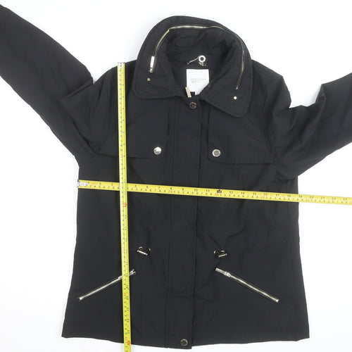 Principles Petite Womens Black Size 12 Mid-Length Anorak Jacket