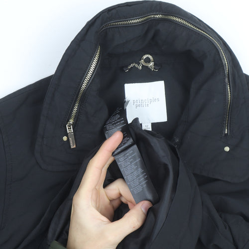 Principles Petite Womens Black Size 12 Mid-Length Anorak Jacket