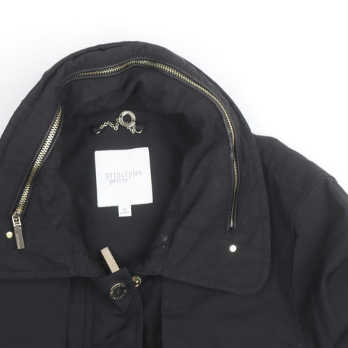 Principles Petite Womens Black Size 12 Mid-Length Anorak Jacket