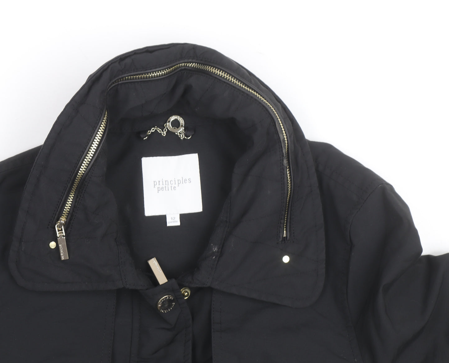 Principles Petite Womens Black Size 12 Mid-Length Anorak Jacket
