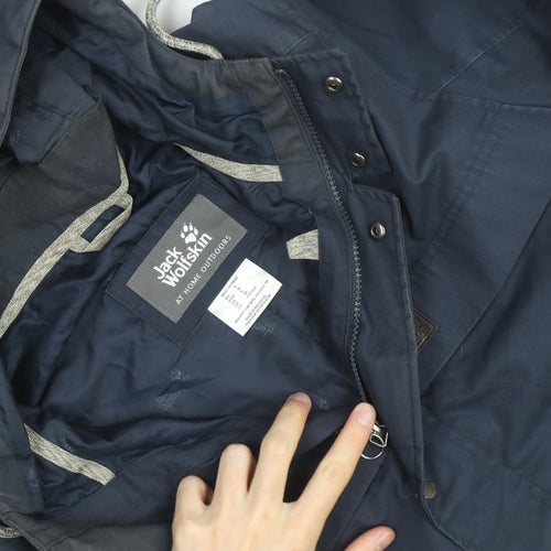 Jack Wolfskin Men's Blue Hooded Parka Jacket Size M Outdoor Wear