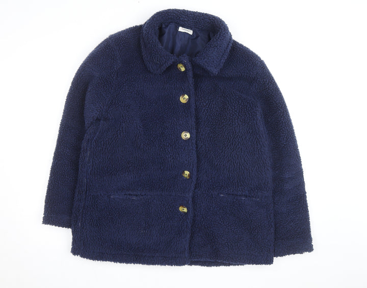 Damart Women’s Blue Fleece Button Mid-Length Coat Size M