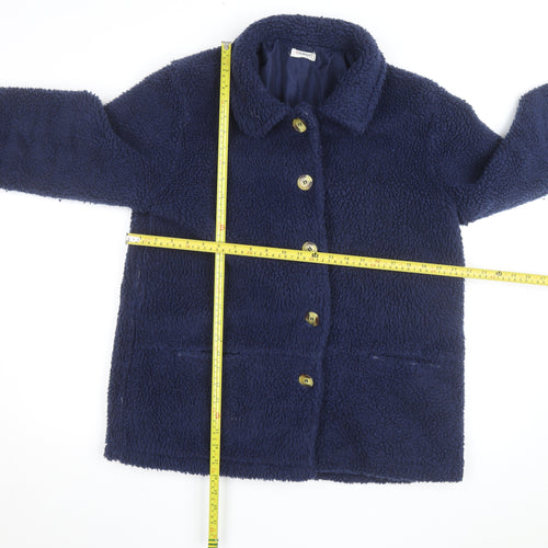 Damart Women’s Blue Fleece Button Mid-Length Coat Size M
