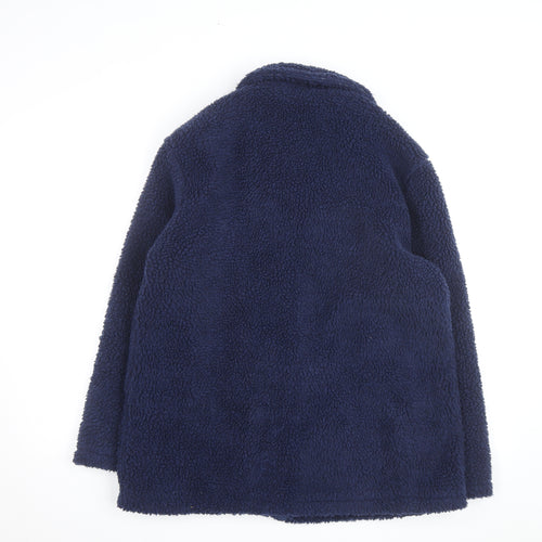 Damart Women’s Blue Fleece Button Mid-Length Coat Size M