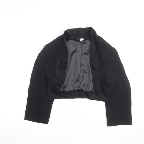 Monsoon Women’s Black Cropped Bolero Jacket Size 14 Classic Satin Lined