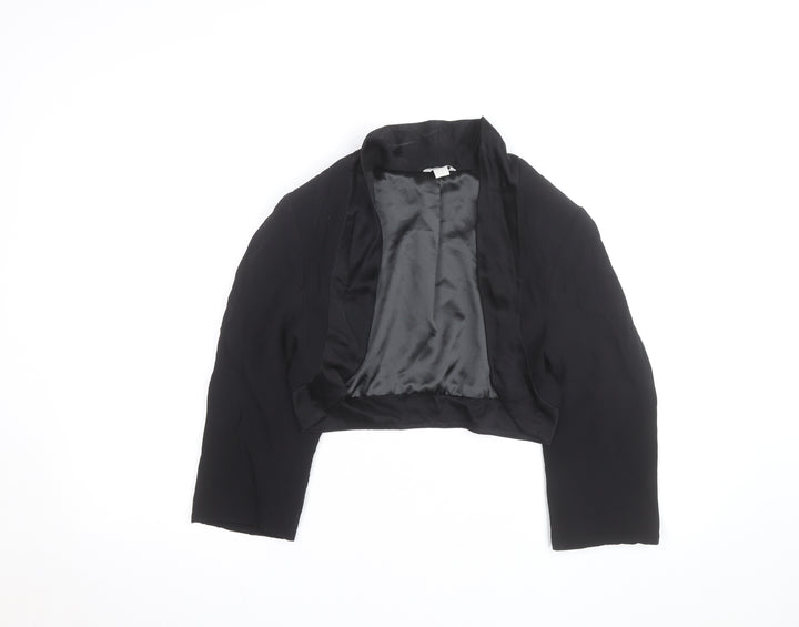 Monsoon Women’s Black Cropped Bolero Jacket Size 14 Classic Satin Lined