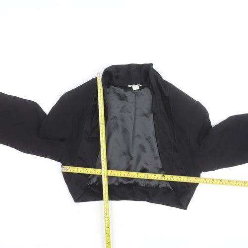 Monsoon Women’s Black Cropped Bolero Jacket Size 14 Classic Satin Lined