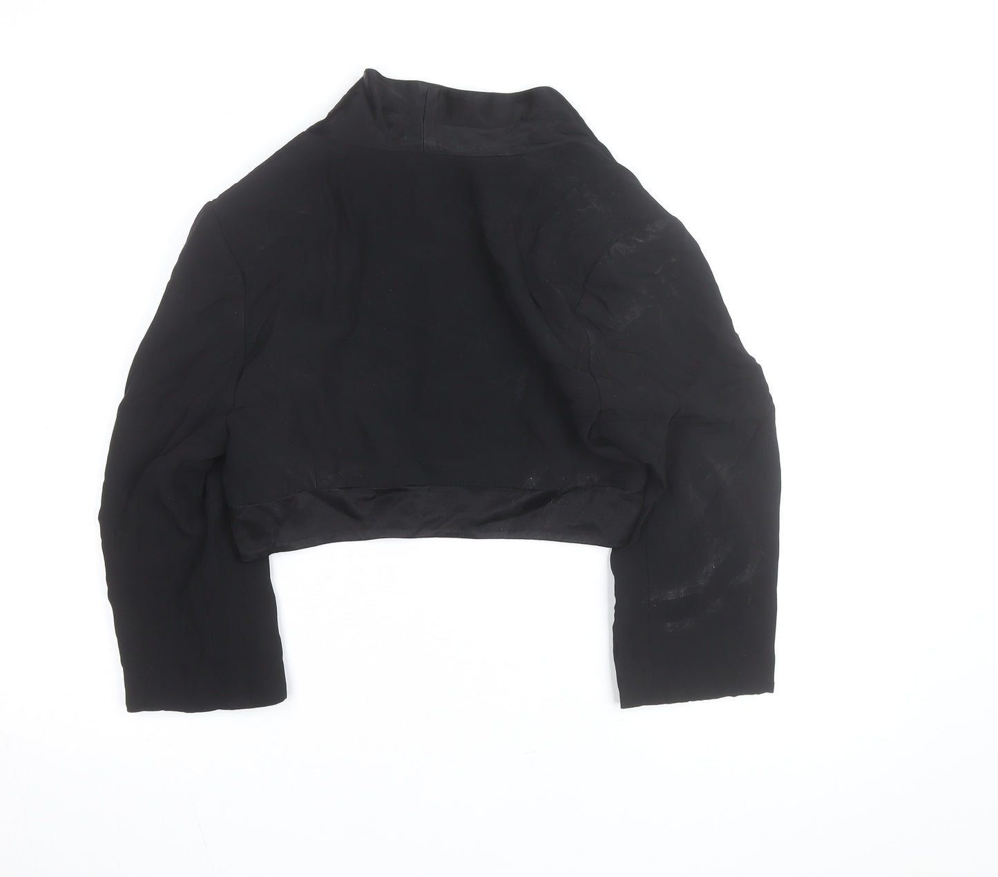 Monsoon Women’s Black Cropped Bolero Jacket Size 14 Classic Satin Lined