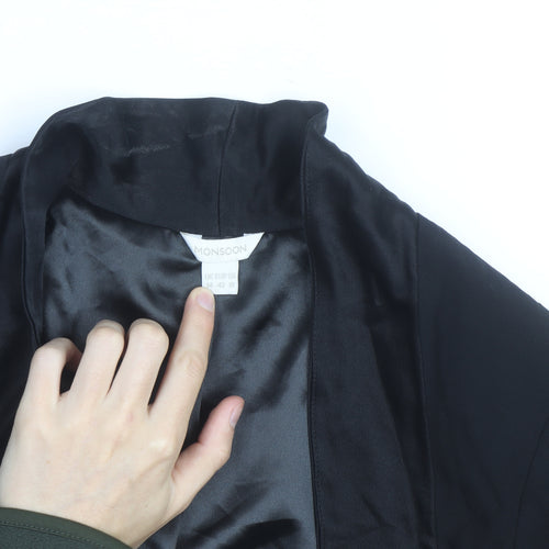 Monsoon Women’s Black Cropped Bolero Jacket Size 14 Classic Satin Lined