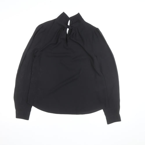 Dorothy Perkins Women Black High Neck Long Sleeve Tunic Blouse Size 8