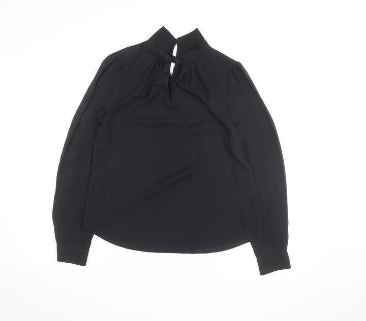 Dorothy Perkins Women Black High Neck Long Sleeve Tunic Blouse Size 8