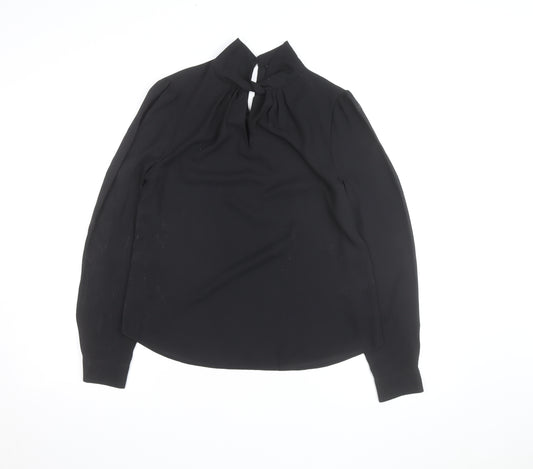 Dorothy Perkins Women Black High Neck Long Sleeve Tunic Blouse Size 8