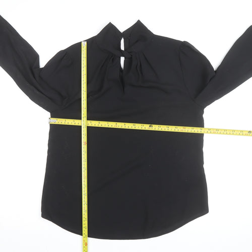 Dorothy Perkins Women Black High Neck Long Sleeve Tunic Blouse Size 8