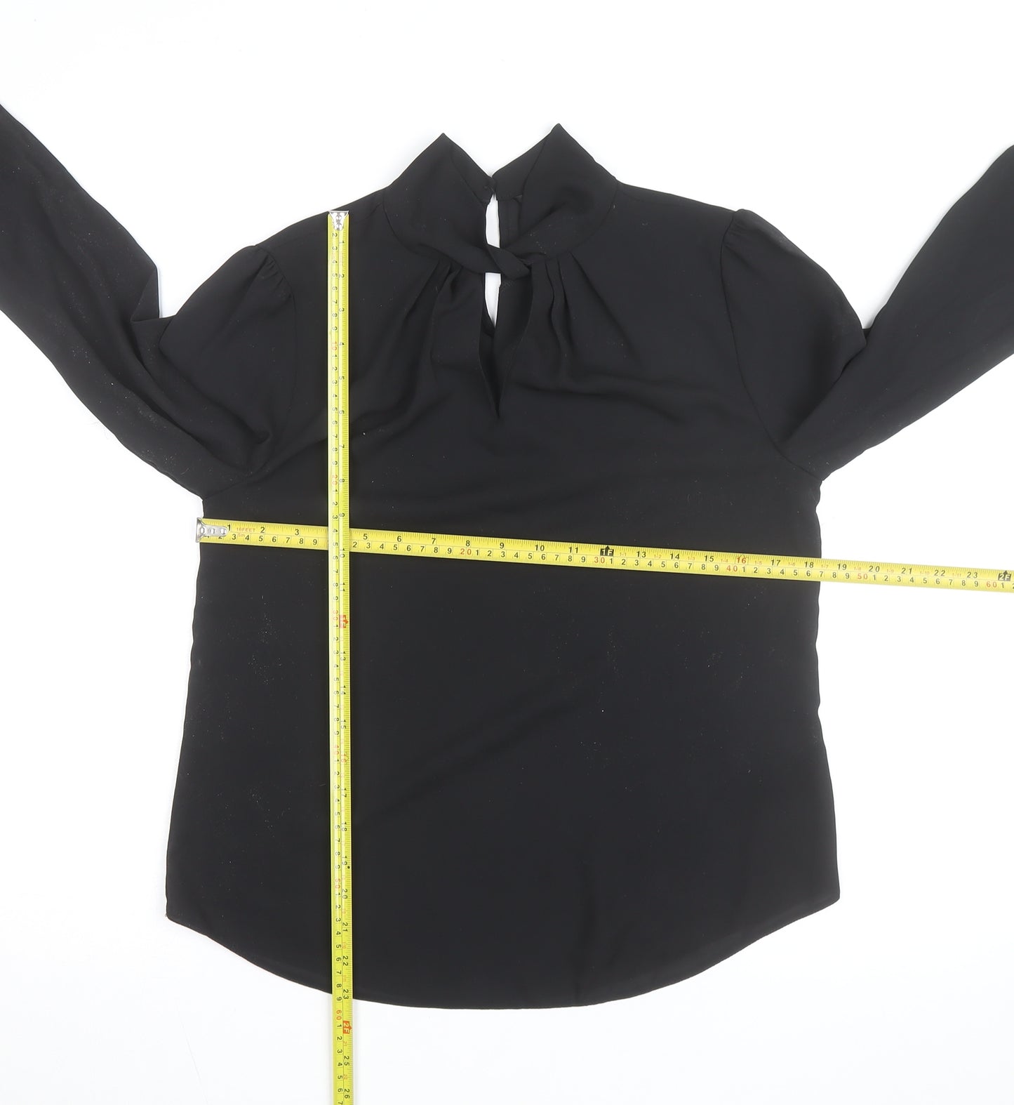 Dorothy Perkins Women Black High Neck Long Sleeve Tunic Blouse Size 8