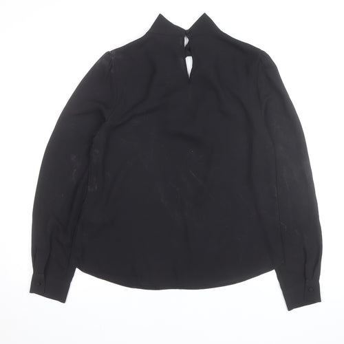 Dorothy Perkins Women Black High Neck Long Sleeve Tunic Blouse Size 8