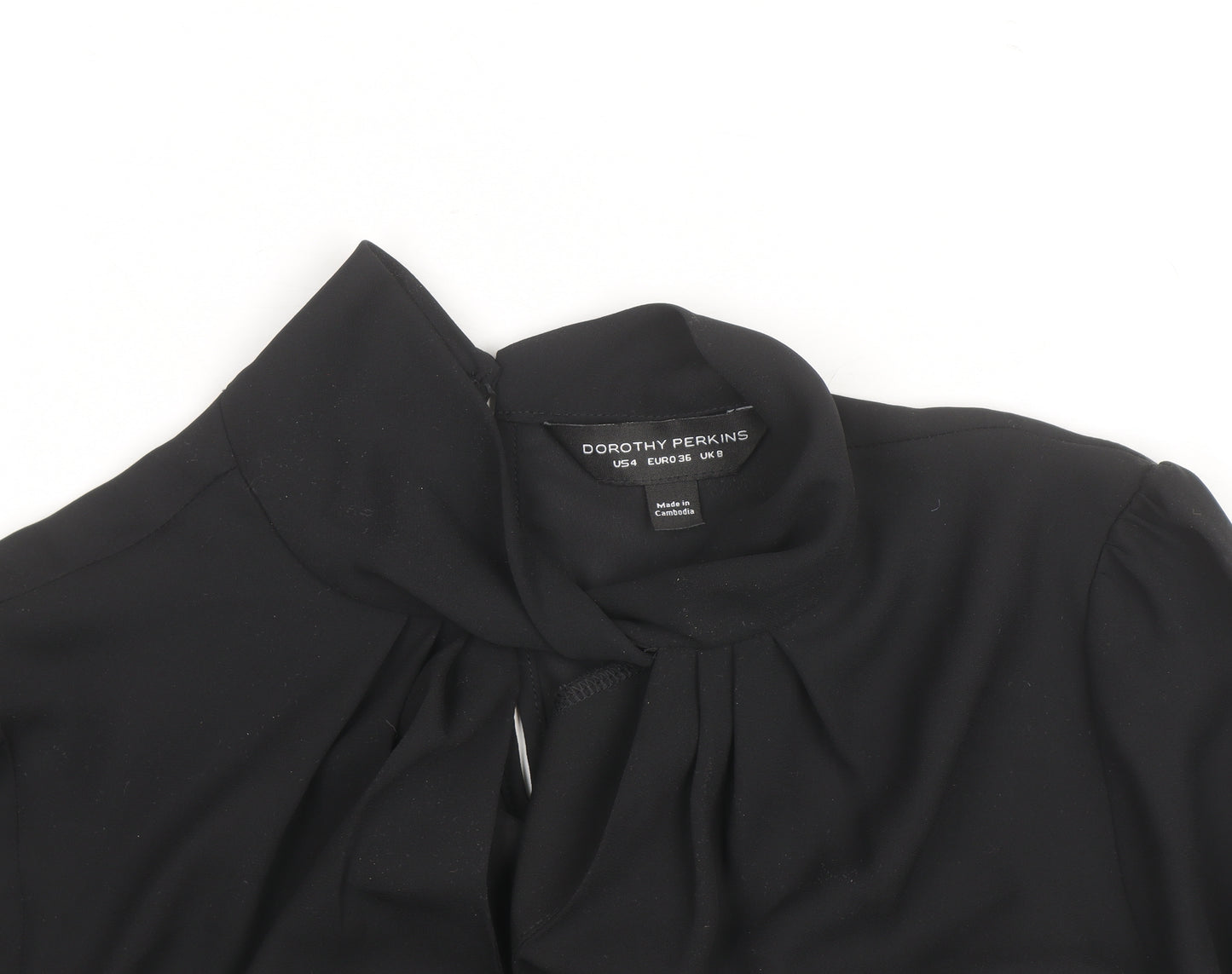 Dorothy Perkins Women Black High Neck Long Sleeve Tunic Blouse Size 8
