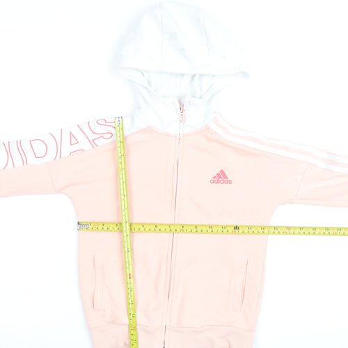 Adidas Girls Pink Full Zip Hoodie Size 10 Years Sports Hooded Top