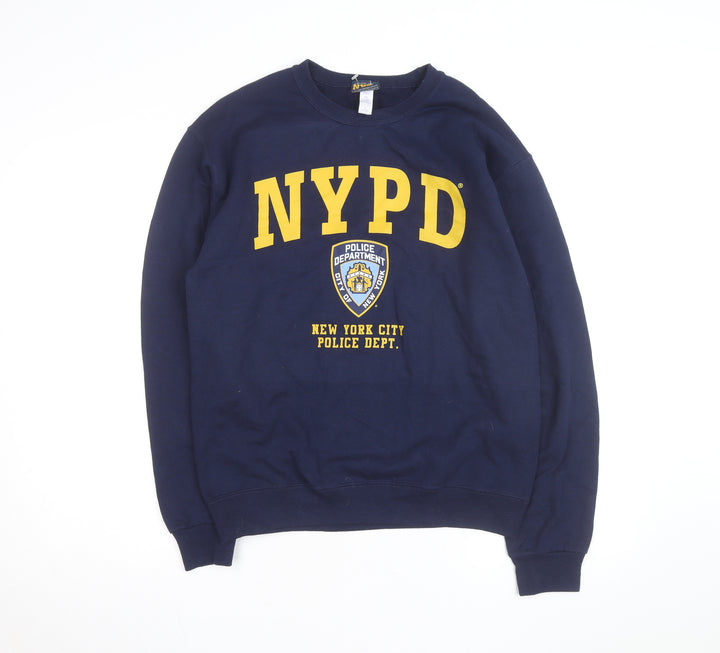 NYPD Men's Blue Crew Neck Pullover Sweatshirt Size S