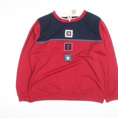 Koret Wear Womens Red & Navy Long Sleeve Pullover Sweatshirt Size 14-16