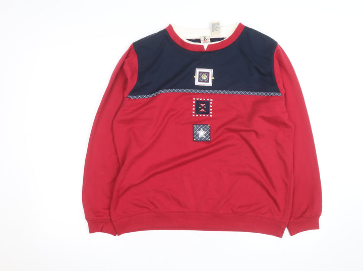 Koret Wear Womens Red & Navy Long Sleeve Pullover Sweatshirt Size 14-16