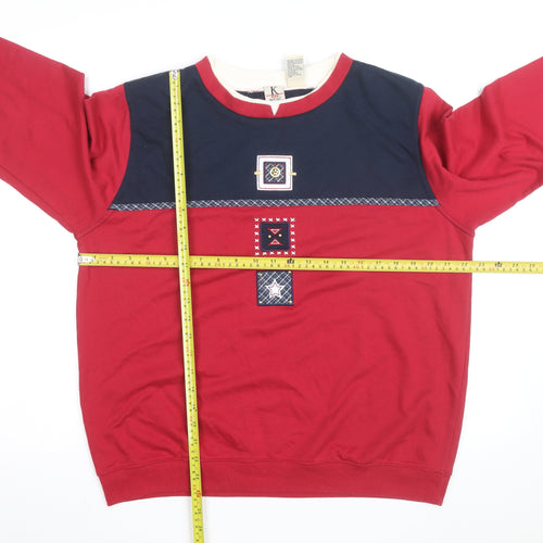 Koret Wear Womens Red & Navy Long Sleeve Pullover Sweatshirt Size 14-16