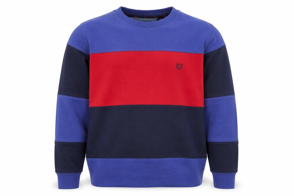 Front view of Chaps Men's Multicoloured Stripe Crew Neck Sweatshirt M