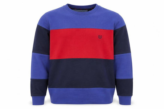 Front view of Chaps Men's Multicoloured Stripe Crew Neck Sweatshirt M