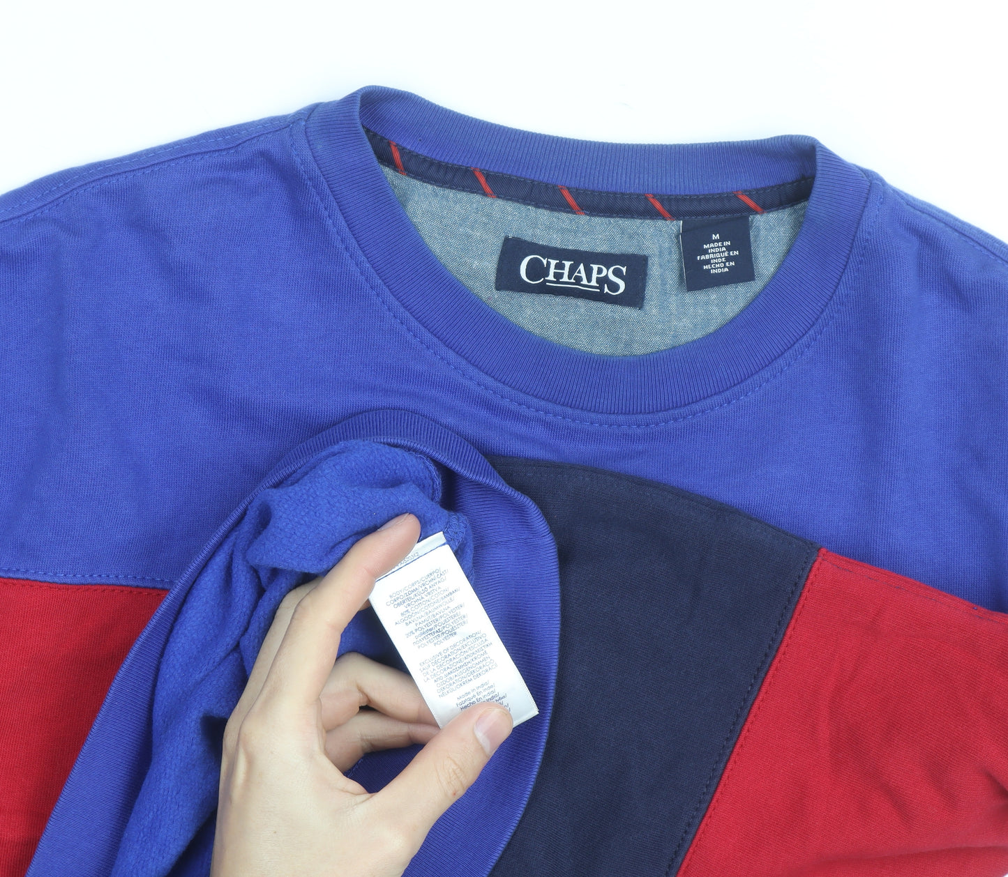 Chaps Men's Multicoloured Stripe Crew Neck Sweatshirt M