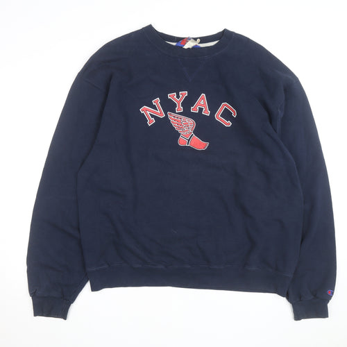 Champion Men's Blue XL Pullover Sweatshirt NYAC Graphic Vintage Fit