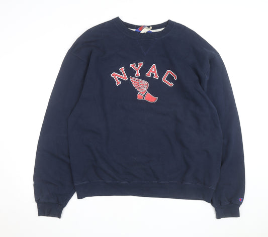Champion Men's Blue XL Pullover Sweatshirt NYAC Graphic Vintage Fit