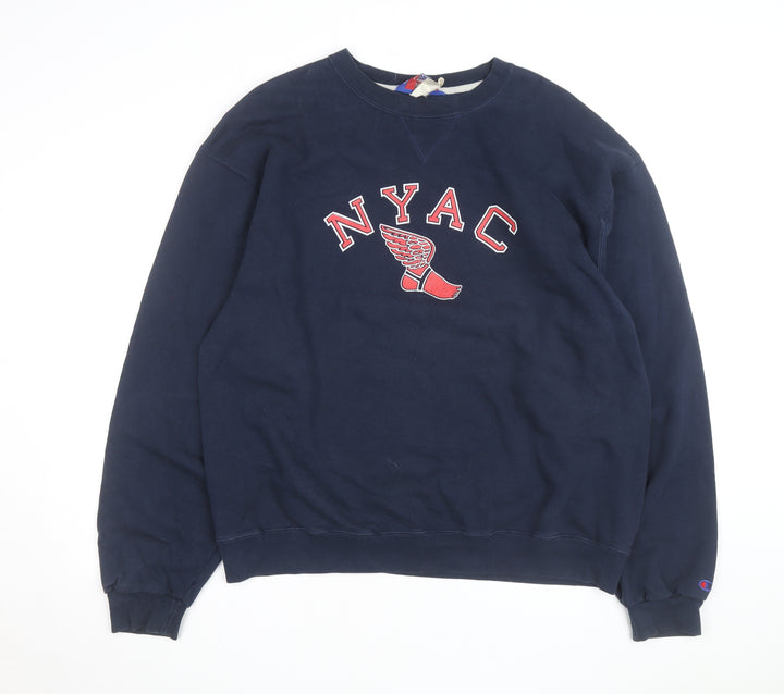 Champion Men's Blue XL Pullover Sweatshirt NYAC Graphic Vintage Fit