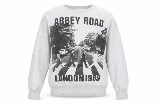 Front view of The Free Banana Men's Grey Abbey Road Graphic Sweatshirt XS