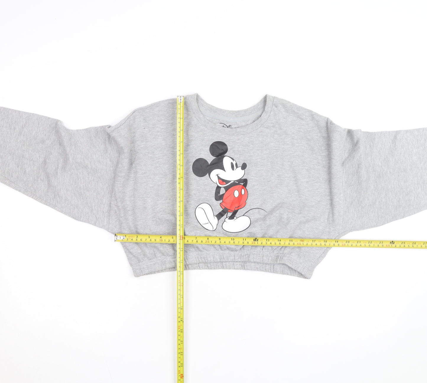 Disney Women Grey Mickey Mouse Cropped Pullover Sweatshirt M