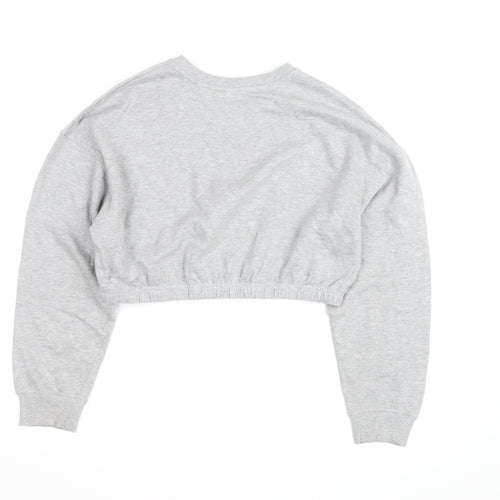Disney Women Grey Mickey Mouse Cropped Pullover Sweatshirt M