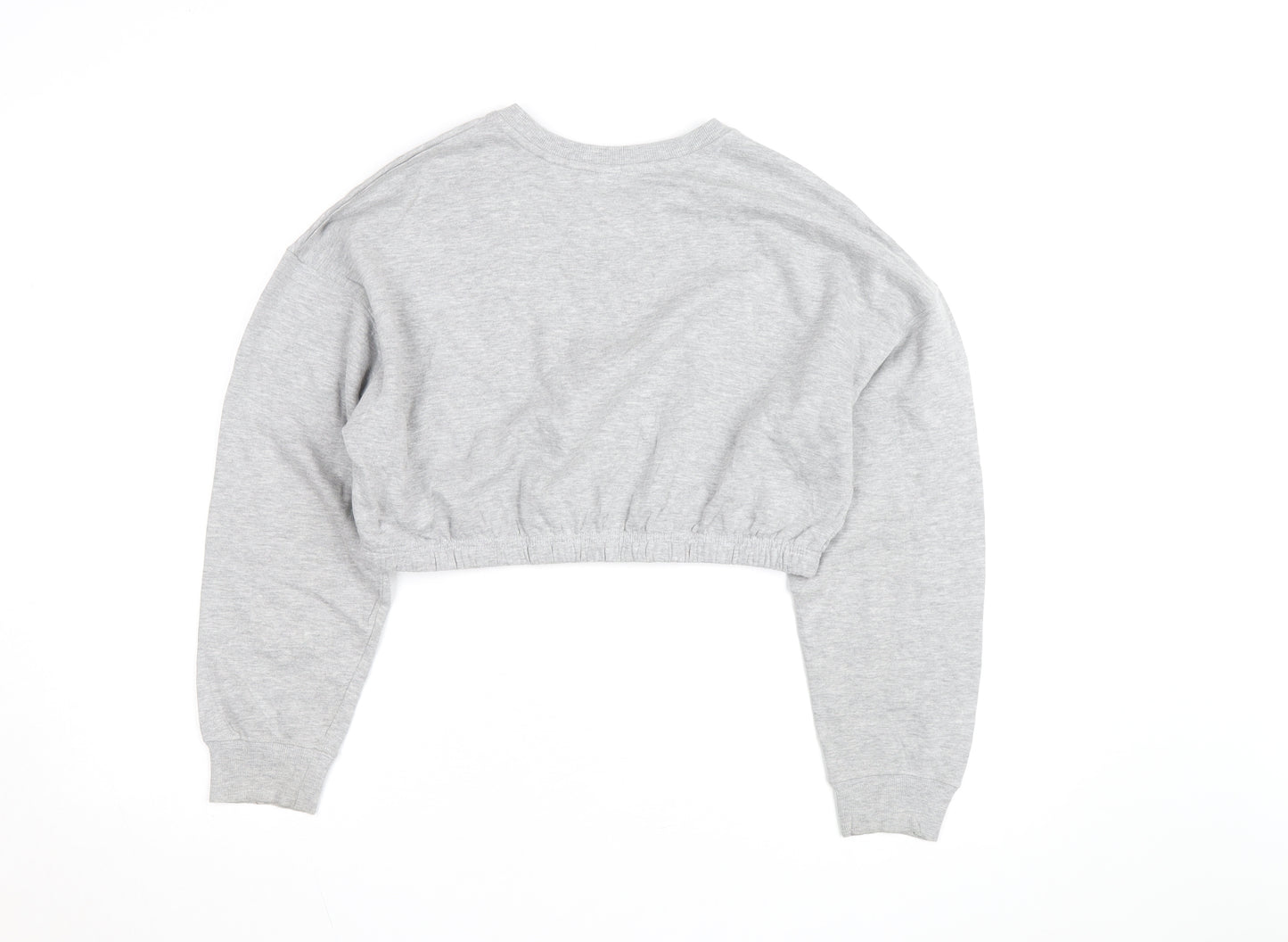 Disney Women Grey Mickey Mouse Cropped Pullover Sweatshirt M