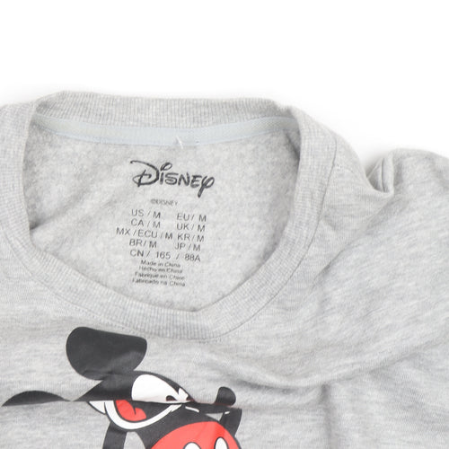Disney Women Grey Mickey Mouse Cropped Pullover Sweatshirt M