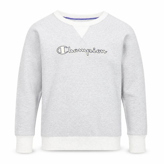 Front view of Champion Men's Grey Crew Neck Pullover Sweatshirt M