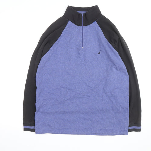 Nautica Men's Blue 1/2 Zip Sweatshirt M Long Sleeve High Neck