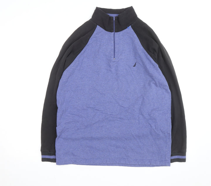 Nautica Men's Blue 1/2 Zip Sweatshirt M Long Sleeve High Neck