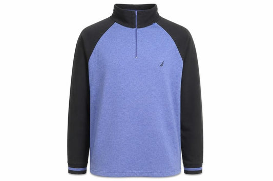 Front view of Nautica Men's Blue 1/2 Zip Sweatshirt M Long Sleeve High Neck