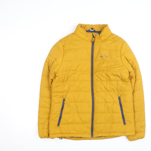 Freedom Trail Womens Yellow Puffer Jacket Size 12 Full Zip Lightweight