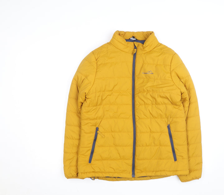 Freedom Trail Womens Yellow Puffer Jacket Size 12 Full Zip Lightweight