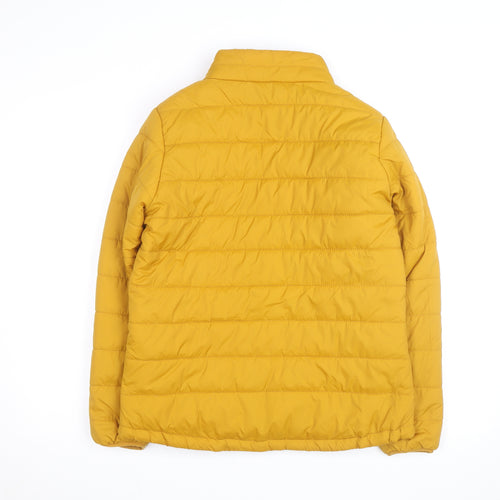 Freedom Trail Womens Yellow Puffer Jacket Size 12 Full Zip Lightweight