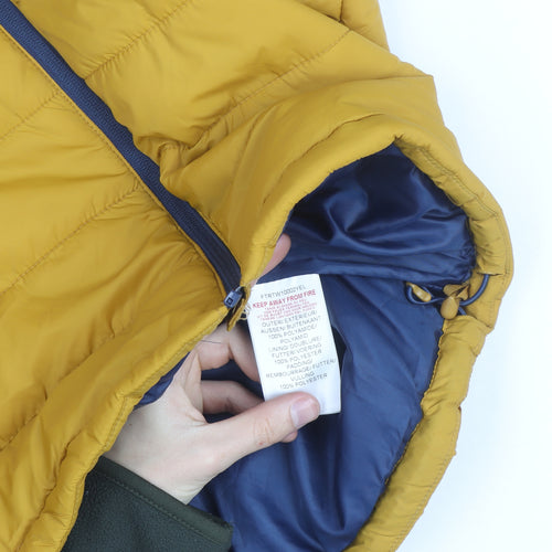 Freedom Trail Womens Yellow Puffer Jacket Size 12 Full Zip Lightweight