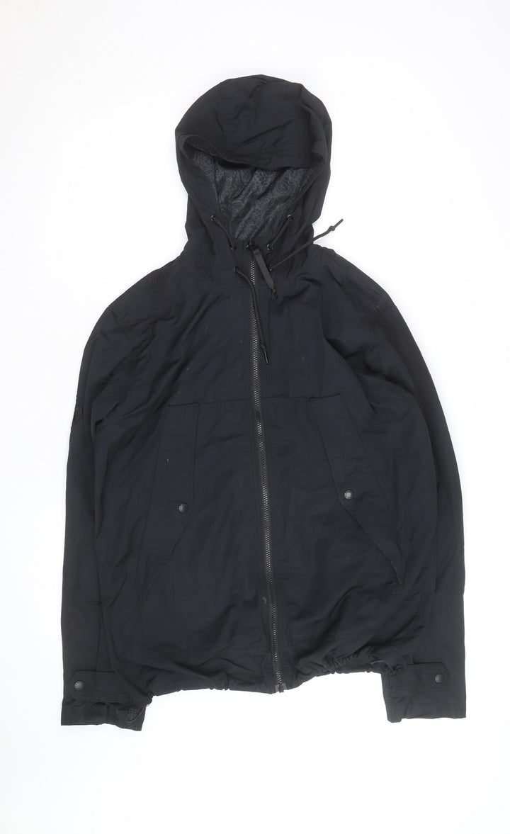 Pretty Green Men's Black Hooded Windbreaker Jacket Size M
